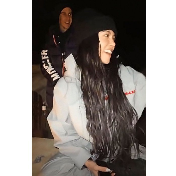 Kourtney Kardashian Travis Barker Make TikTok With Their Kids During Snowboarding Trip