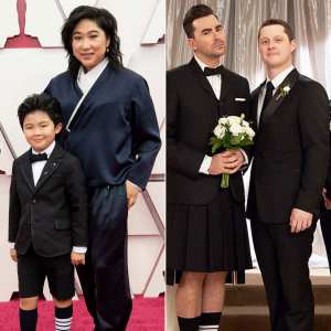 ‘Minari’ Star Alan Kim Dressed Like a Mini David Rose at the 2021 Oscars