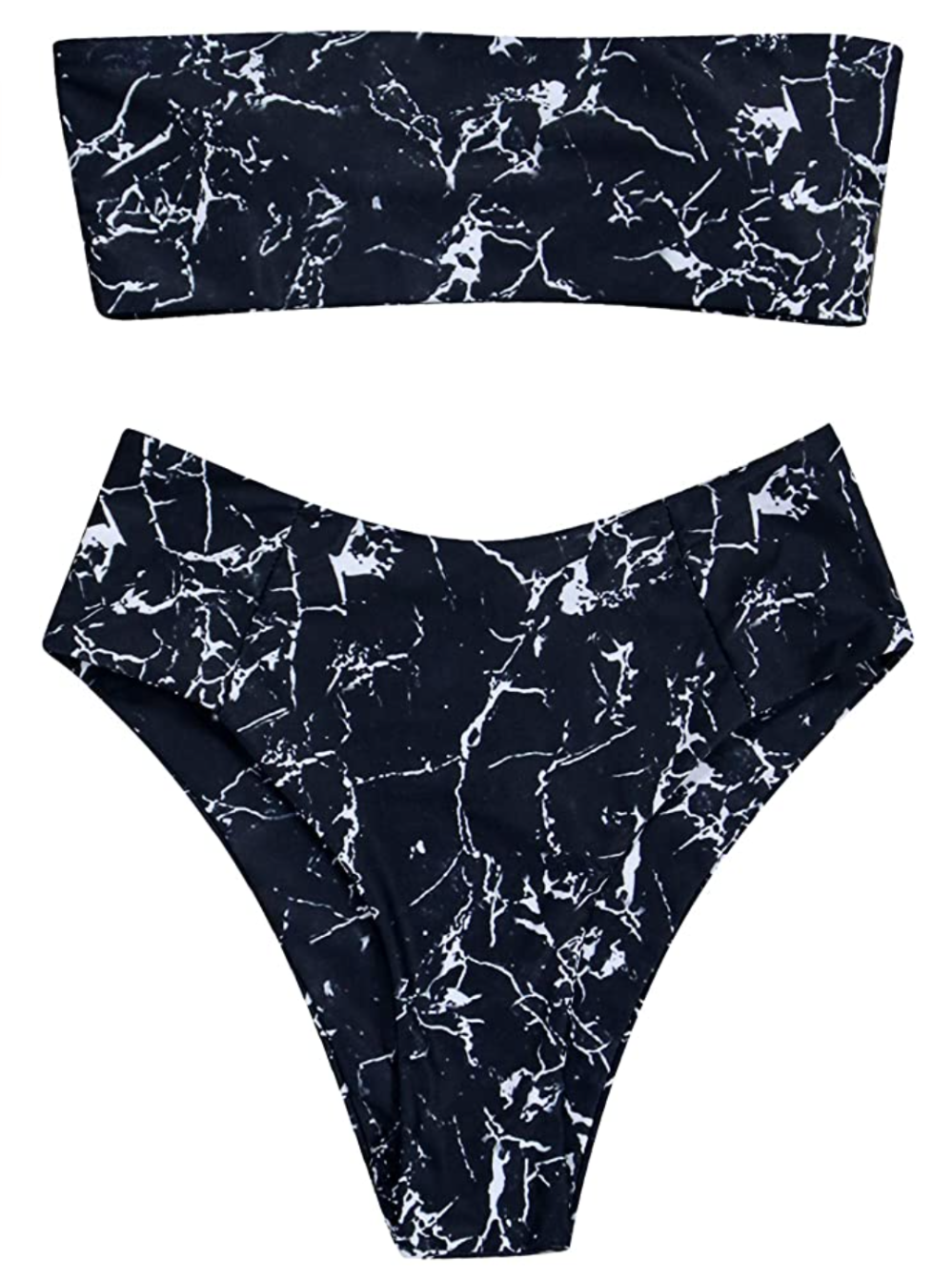OMKAGI Women's 2 Pieces Bandeau Bikini High Waist Swimsuit