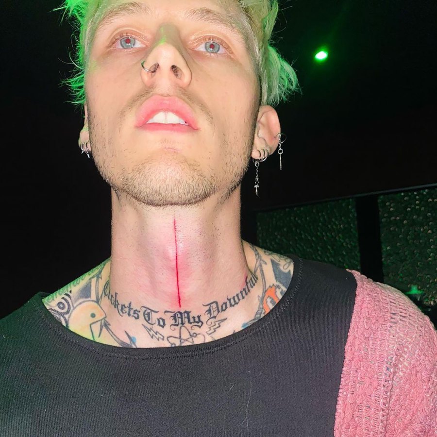 Ouch! Machine Gun Kelly Gets a Gory Slash Tattoo on His Neck