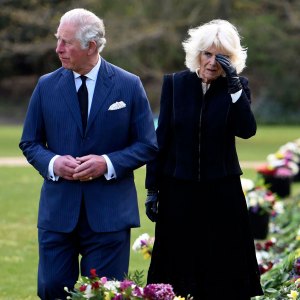Prince Charles, Camila Pay Their Respects to Philip at Memorial Garden