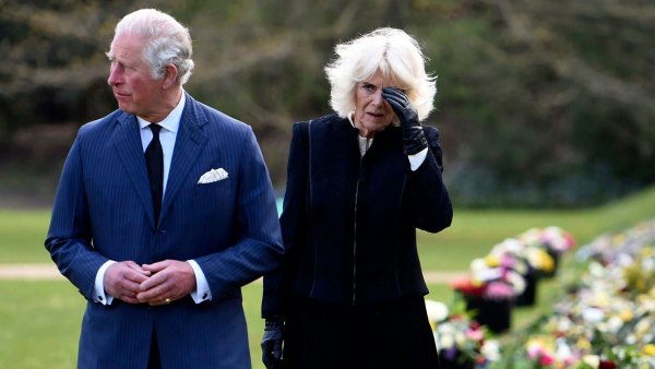 Prince Charles, Camila Pay Their Respects to Philip at Memorial Garden