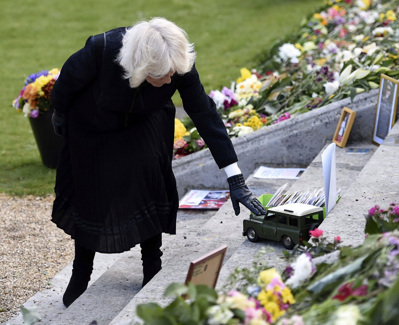 Prince Charles, Camila Pay Their Respects to Philip at Memorial Garden