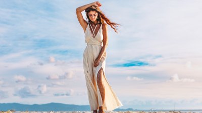 White-Beach-Maxi-Dress-Stock-Photo