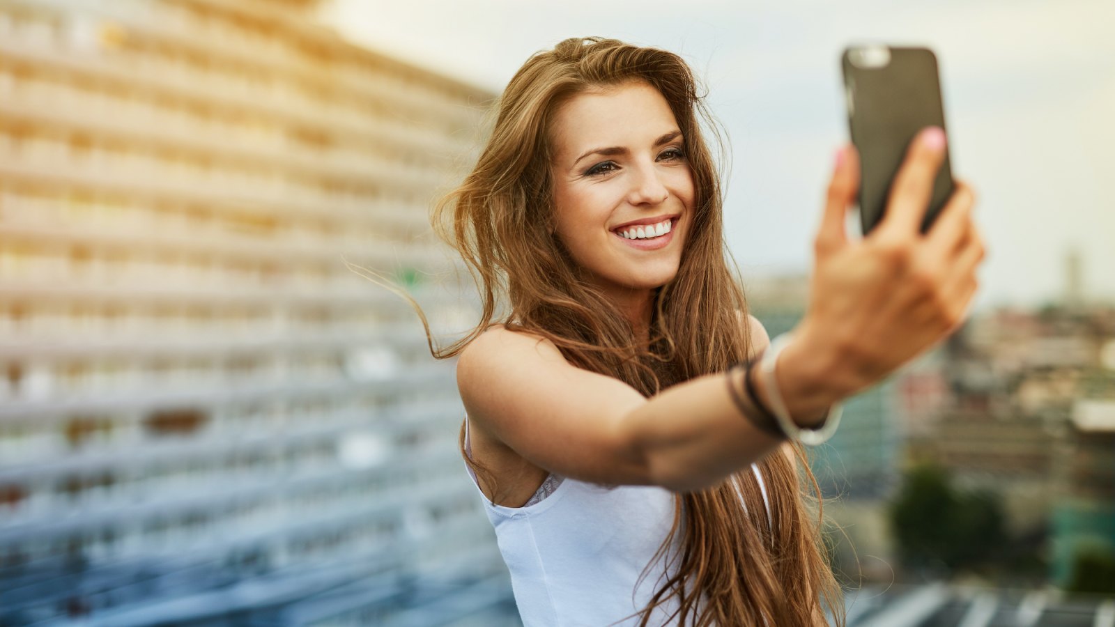 Woman-Taking-Selfie-Stock-Photo