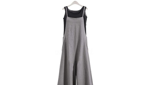 YESNO Women's Casual Loose Long Wide Leg Baggy Cotton Jumpsuit