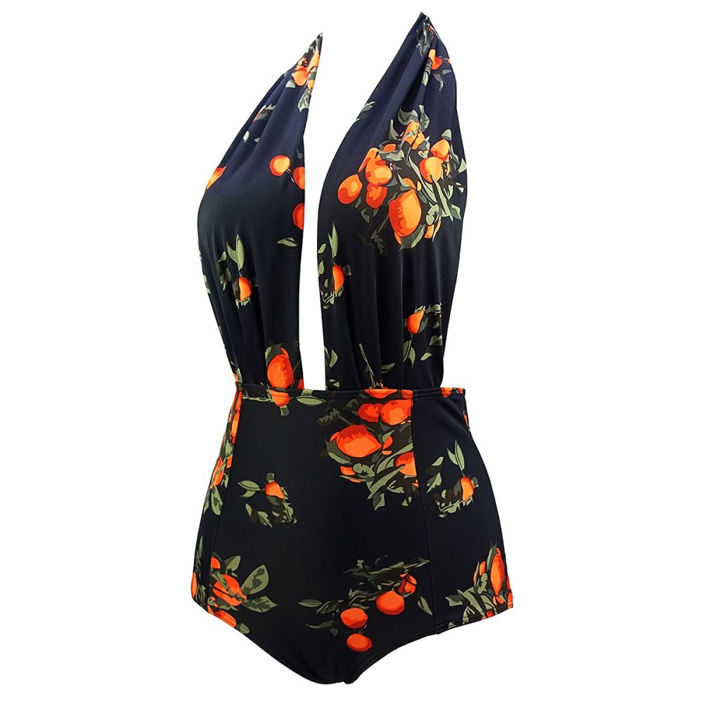 COCOSHIP Retro One-Piece Backless Swimsuit