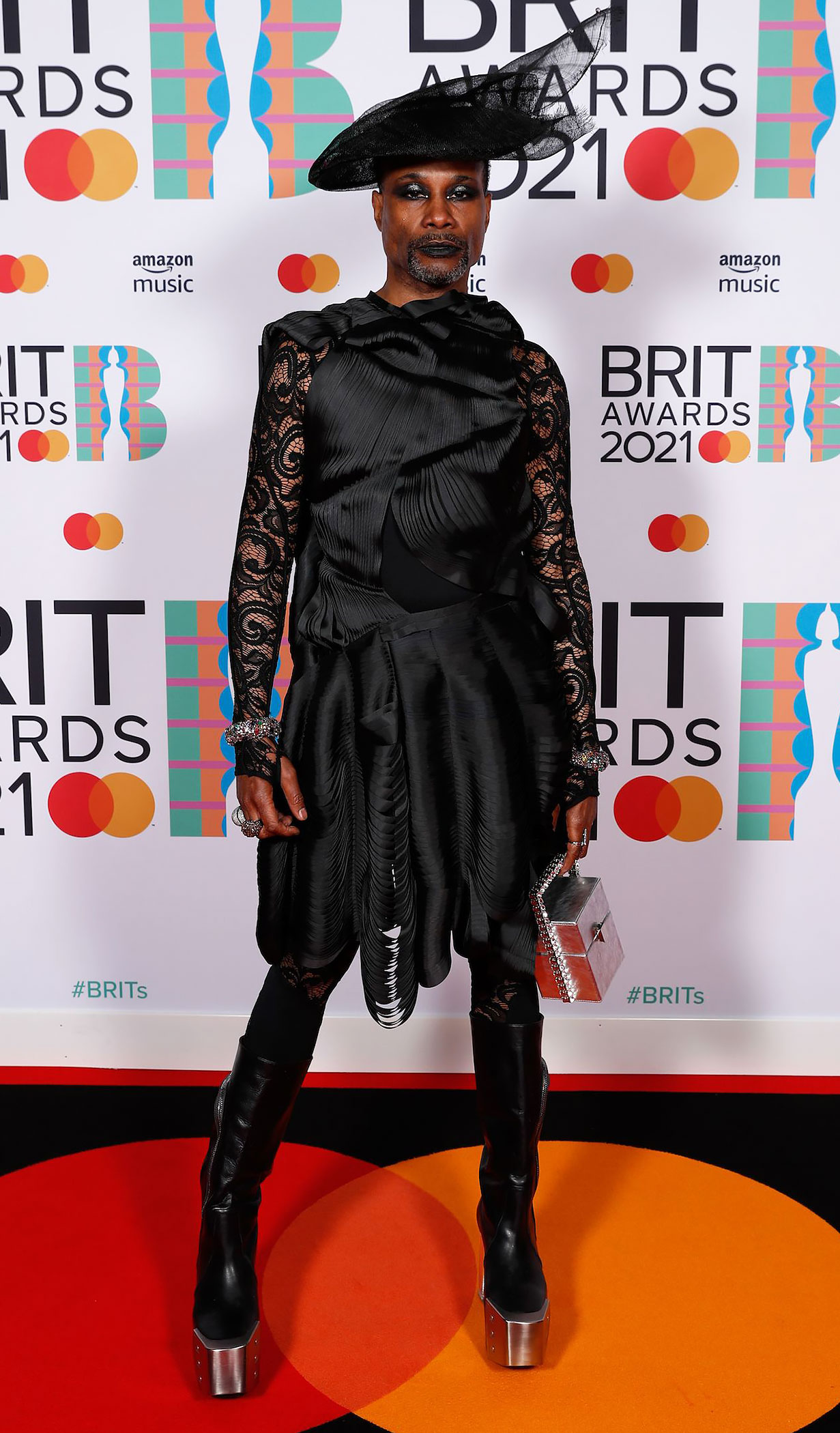 Billy Porter Looked Unreal in Lace Dress, Platform Boots at BRIT Awards