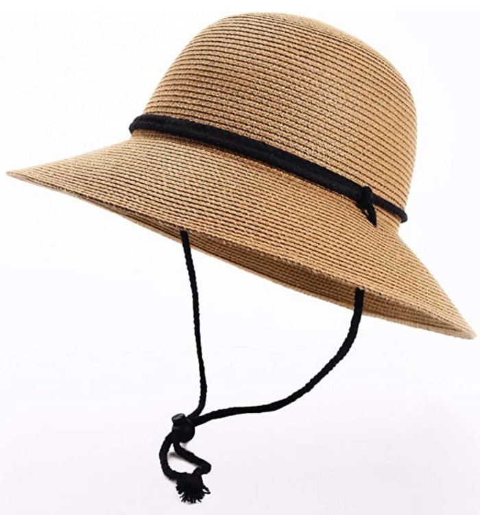 FURTALK Store Womens Wide Brim Sun Hat with Wind Lanyard UPF