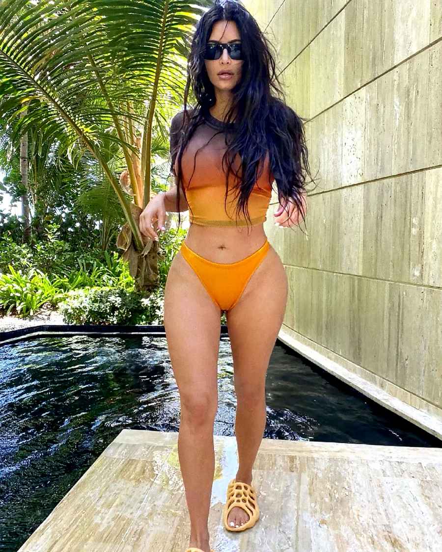 Kim K Rocks Bikini With Yeezy Slides Amid 7th Wedding Anniversary