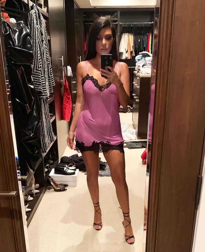 Lacy Lingerie! Kourtney Kardashian Slips Into Sexy Pink Slip Dress: Pic
