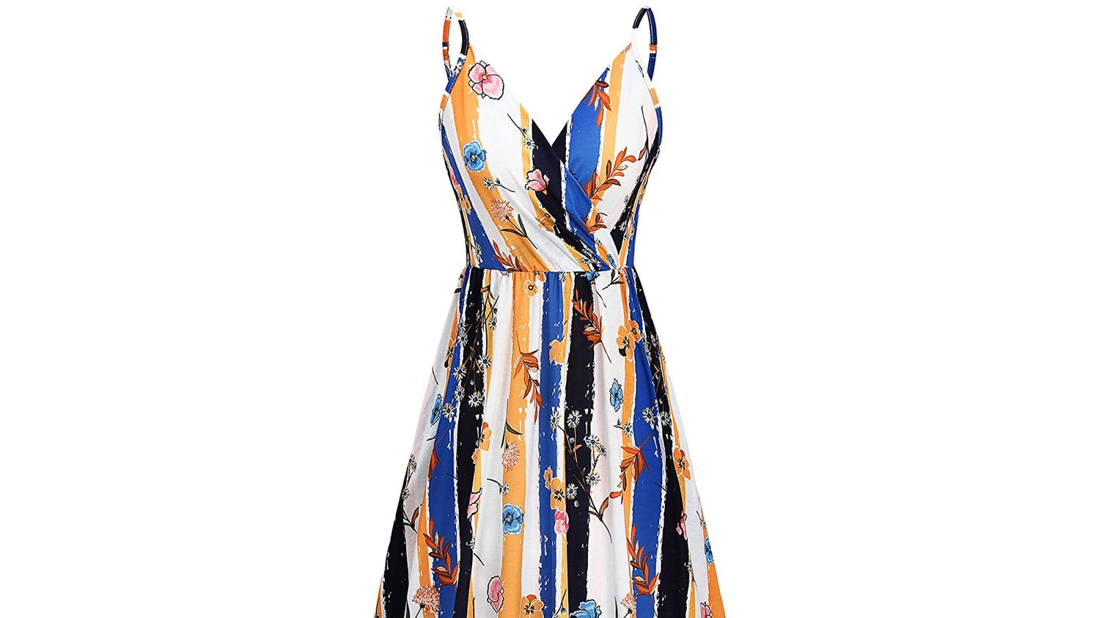 Newshows Women's Summer Spaghetti Strap Sleeveless V-Neck Casual Swing Sundress with Pockets