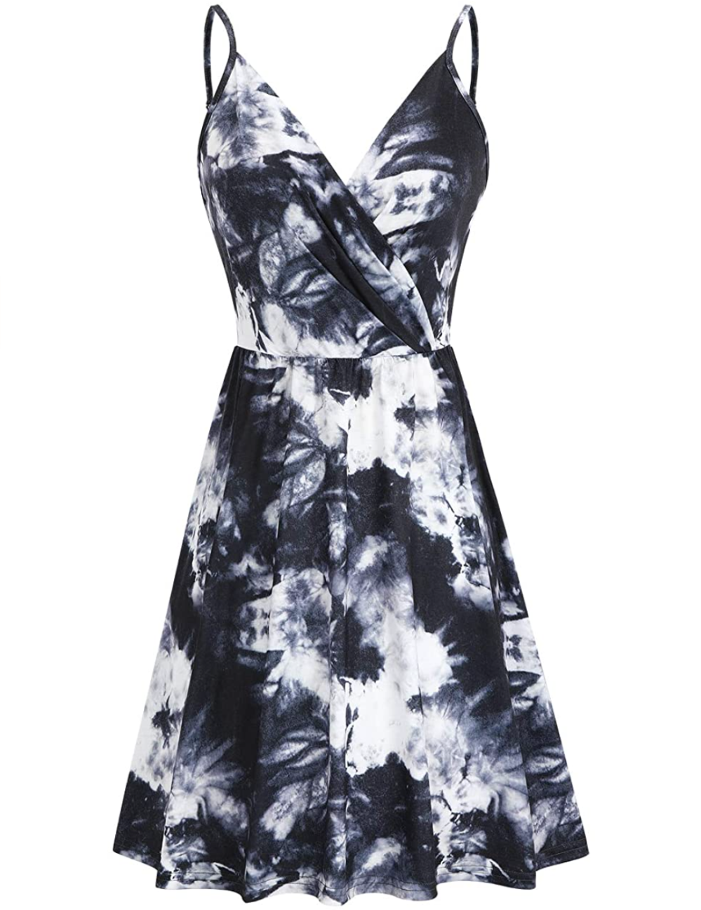 Newshows Women's Summer Spaghetti Strap Sleeveless V-Neck Casual Swing Sundress with Pockets