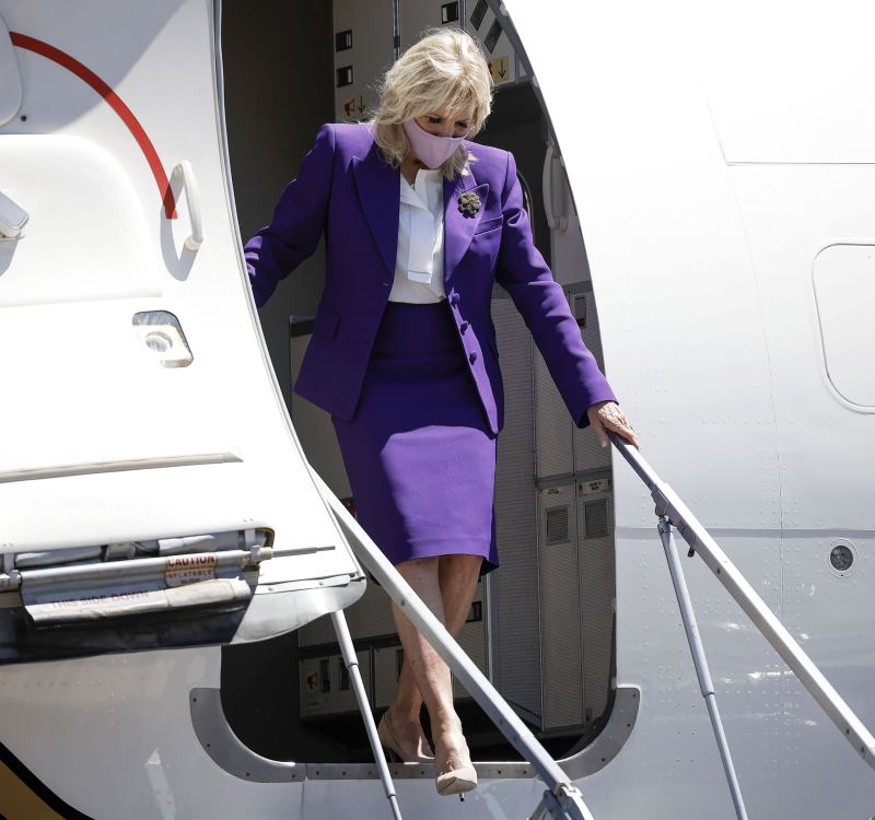 Purple Pop!  Jill Biden changed her style with a bright skirt suit