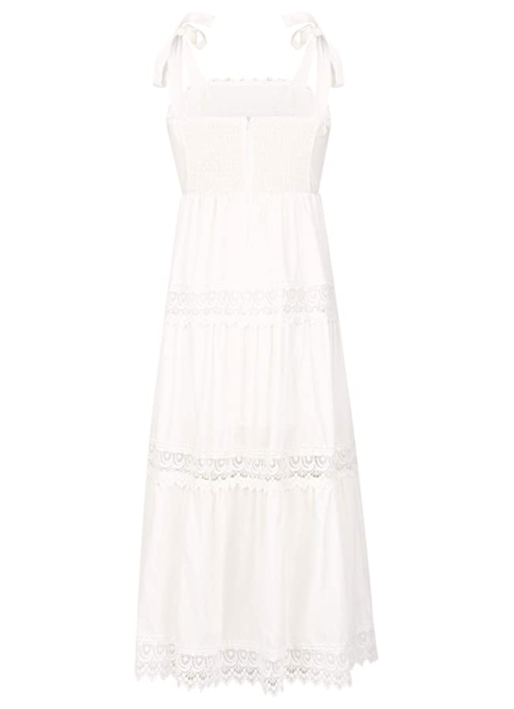 QILINXUAN Women's Bohemian Lace Maxi Square Neck Sleeveless Beach Sundress