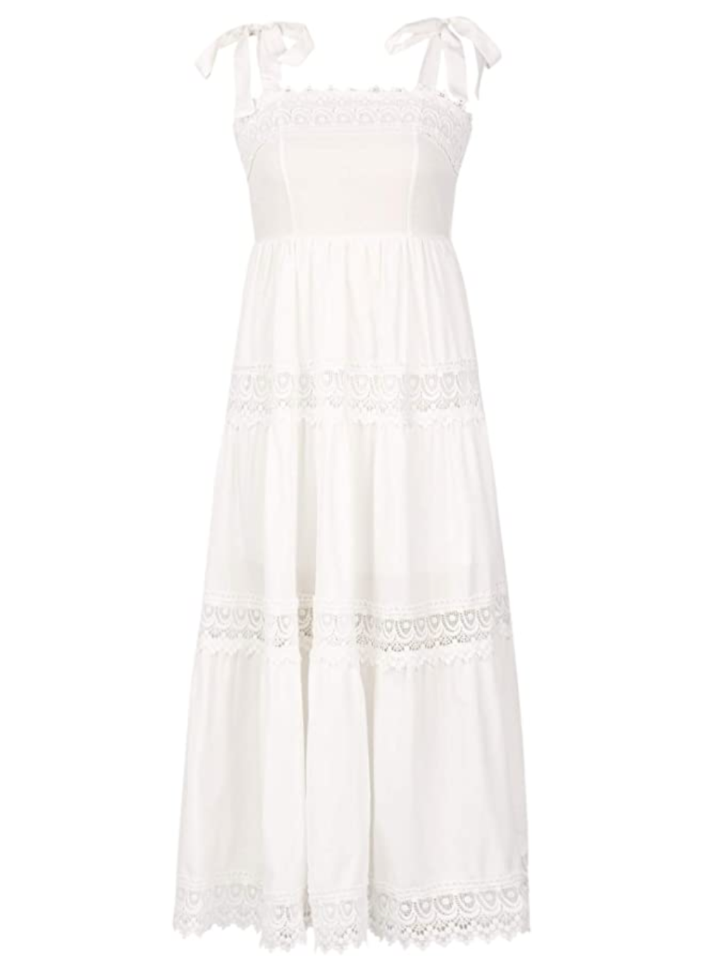QILINXUAN Women's Bohemian Lace Maxi Square Neck Sleeveless Beach Sundress