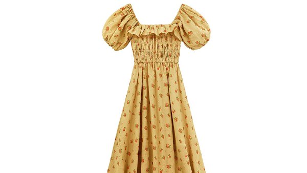 R.Vivimos Women's Summer Floral Print Puff Sleeves Vintage Ruffles Midi Dress