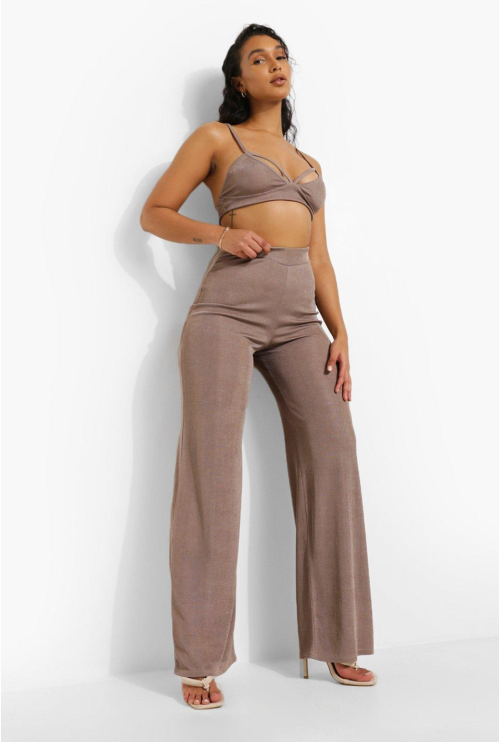 Recycled Ribbed Wide Leg Trouser