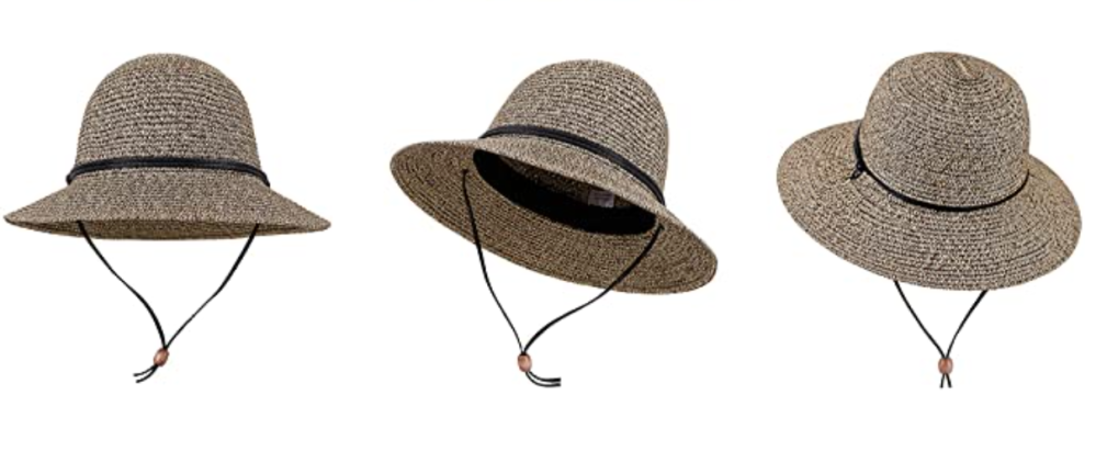 Simplicity Women's Wide Brim Straw Sun Hat with Lanyard UPF