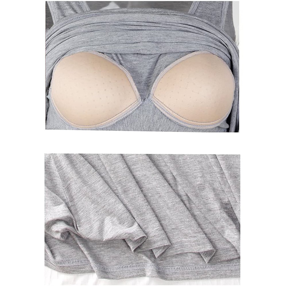 Rofala Sleeveless Button Built-in Bra Casual Sleepwear Dress