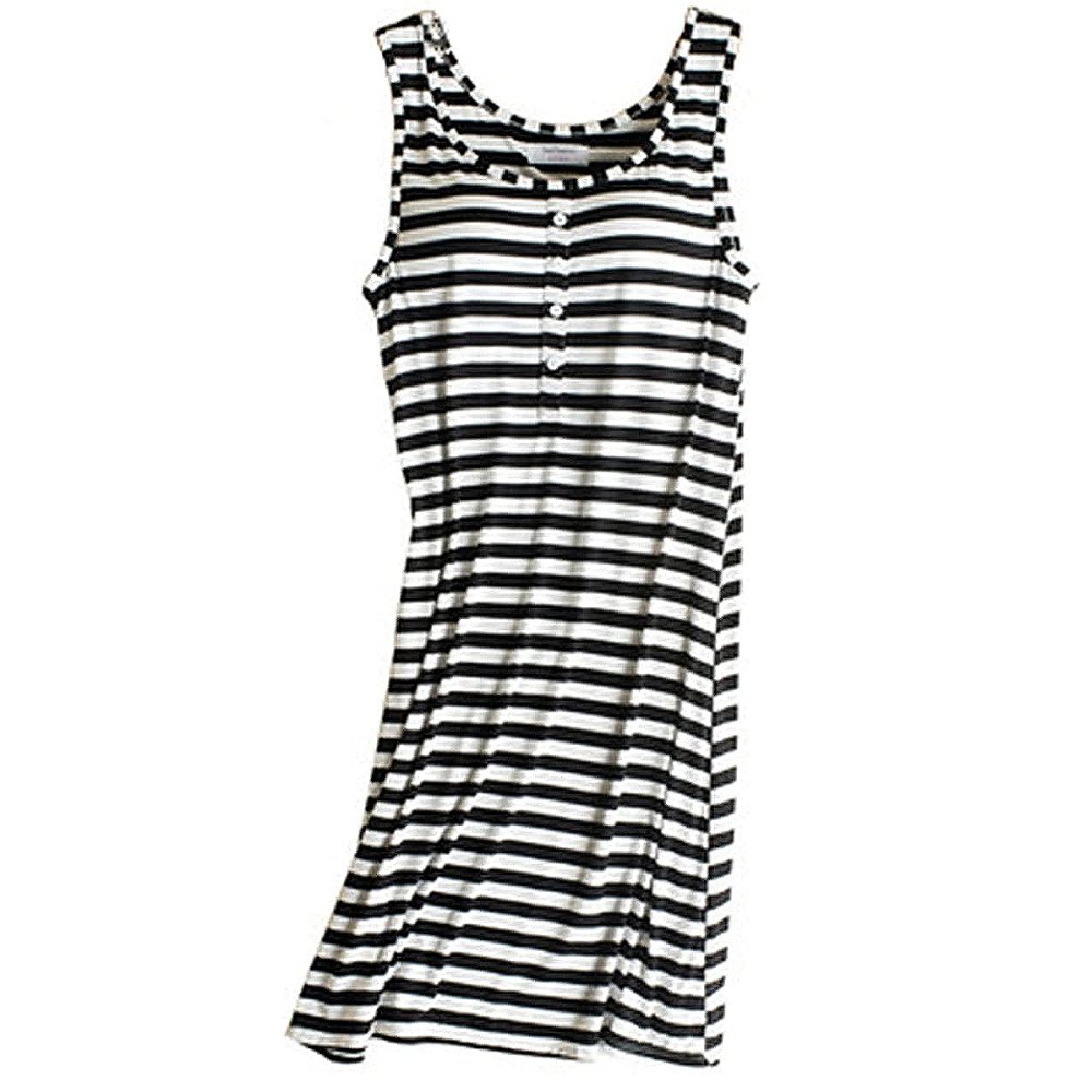 Rofala Sleeveless Button Built-in Bra Casual Sleepwear Dress