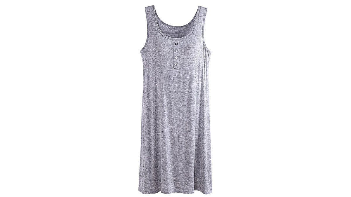 Rofala Sleeveless Button Built-in Bra Casual Sleepwear Dress