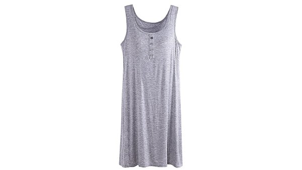 Rofala Sleeveless Button Built-in Bra Casual Sleepwear Dress