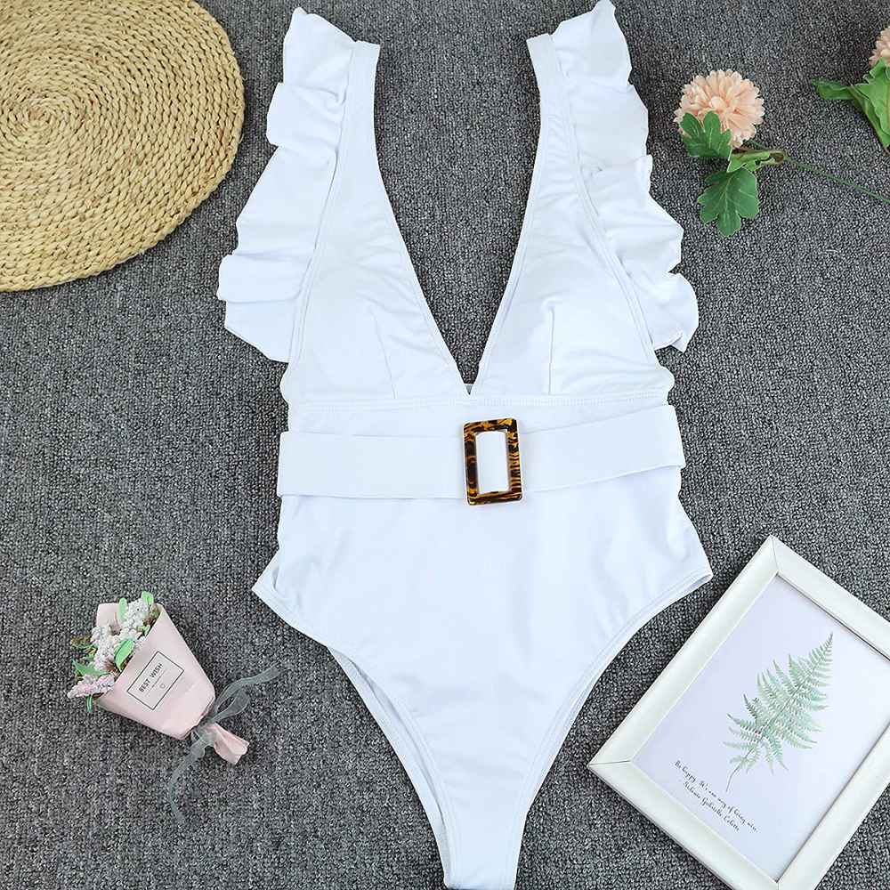 tengweng One-Piece Ruffle Bathing Suit