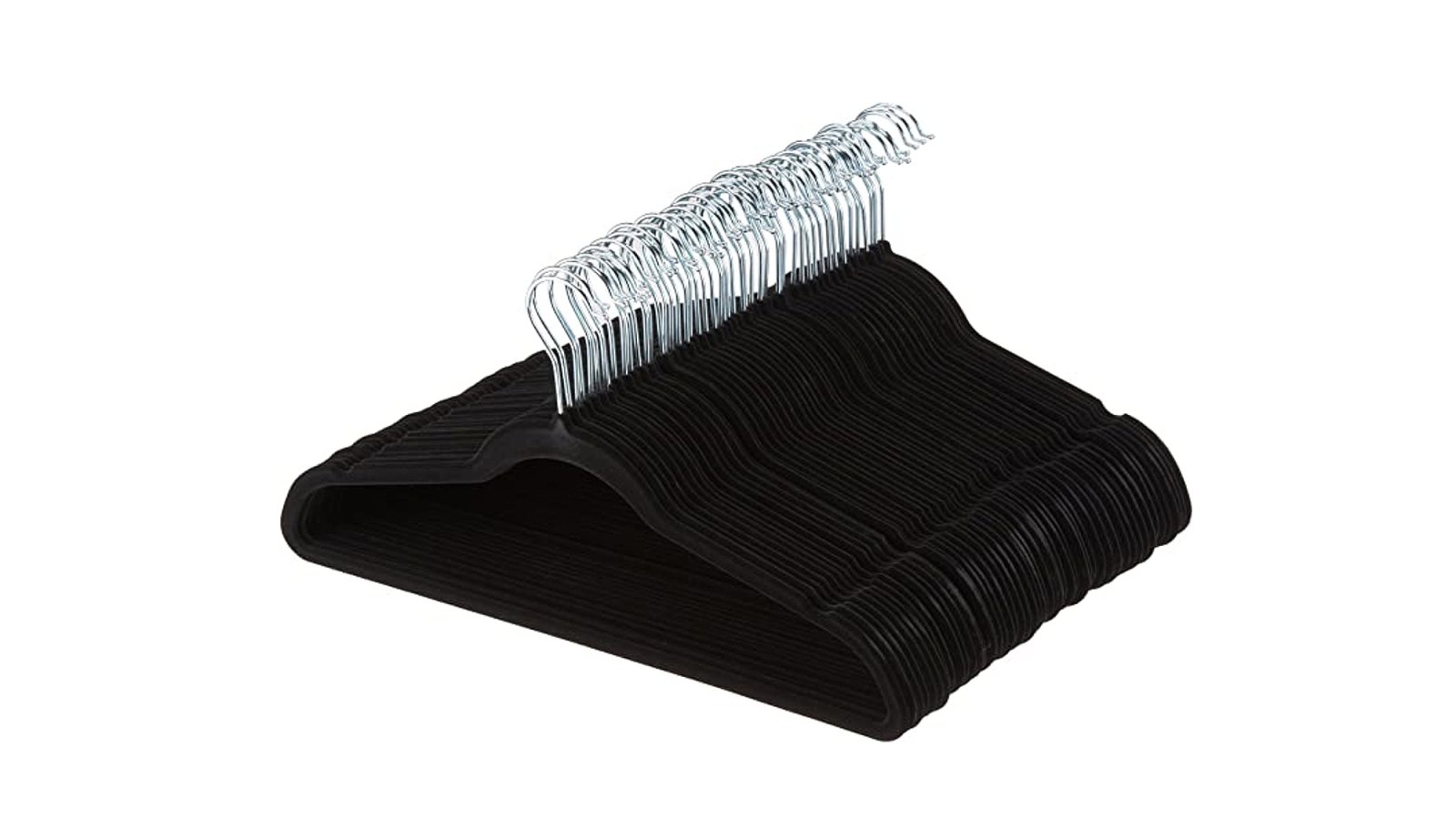 Basics Slim Velvet, Non-Slip Suit Clothes Hangers, Pack of 30,  Black/Silver