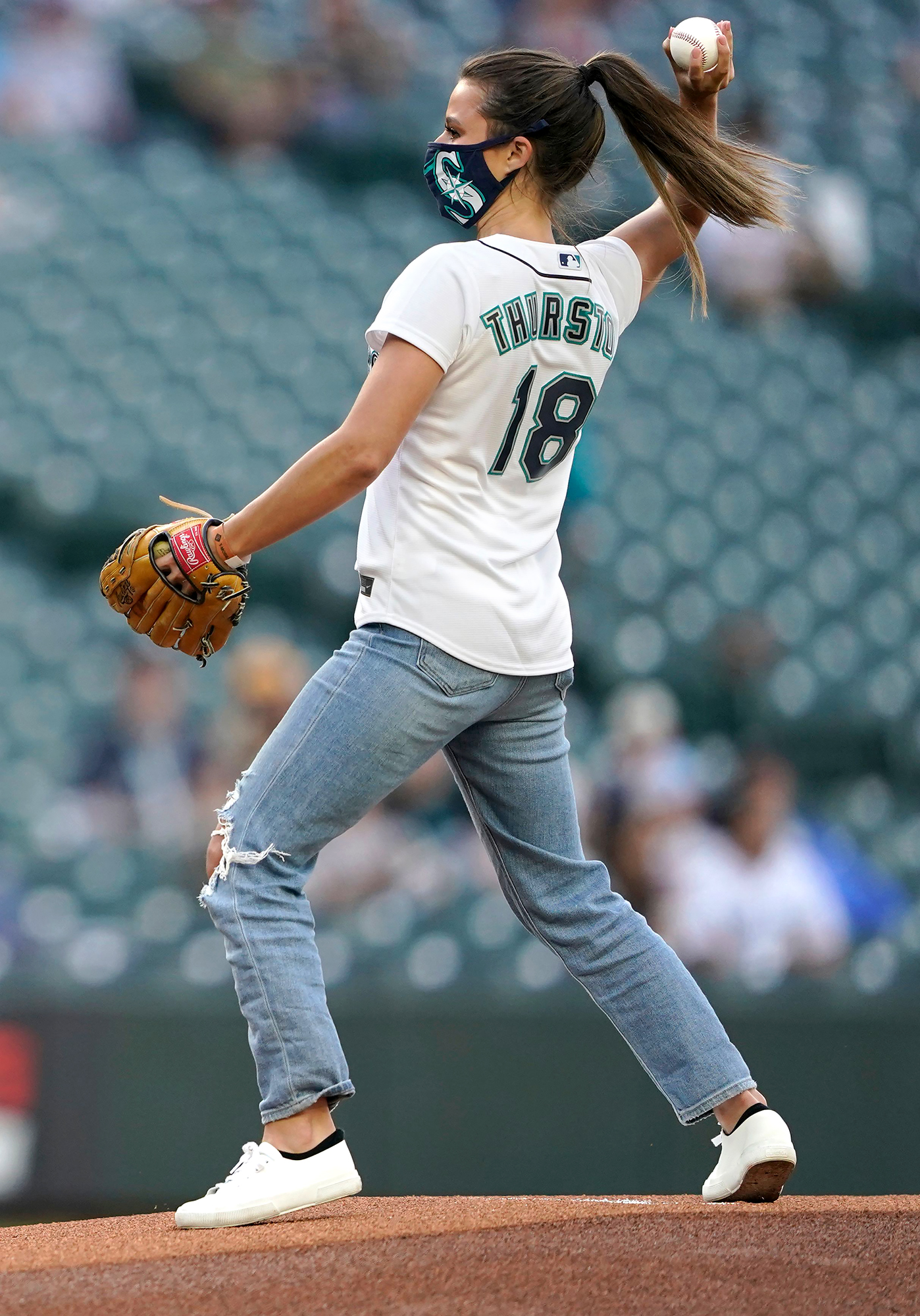 Bachelorette's Katie Thurston Throws Out First Pitch at Seattle Mariners Game