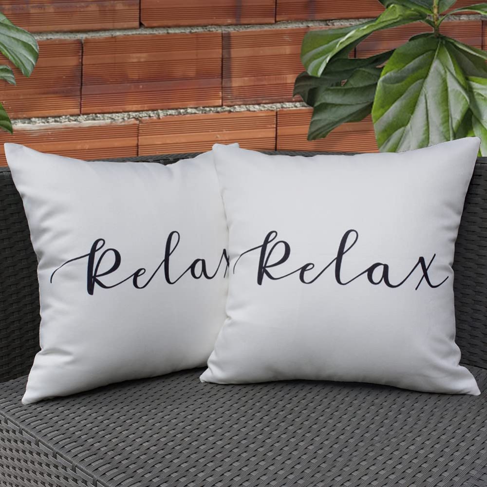 KRINGSIA Pack of 2, Relax Outdooor Waterproof Throw Pillow Covers