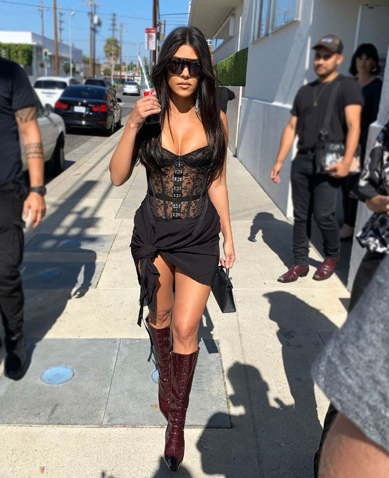 Kourtney Kardashian Wears Lingerie and Leather Boots to Run Errands