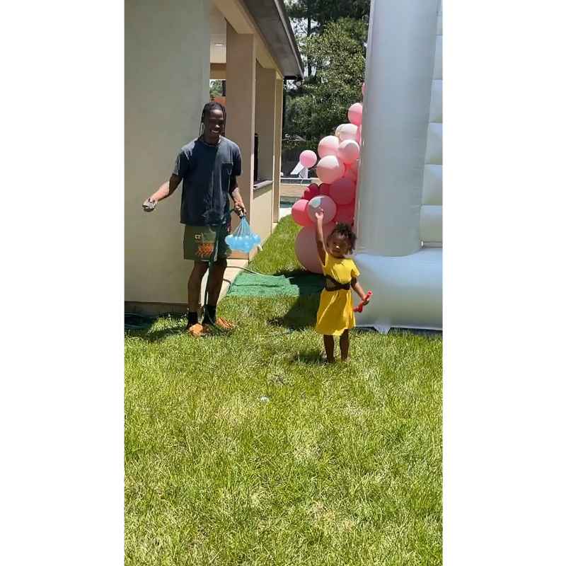 Kylie Jenner and Travis Scott Have Water Balloon Fight With Daughter Stormi Memorial Day