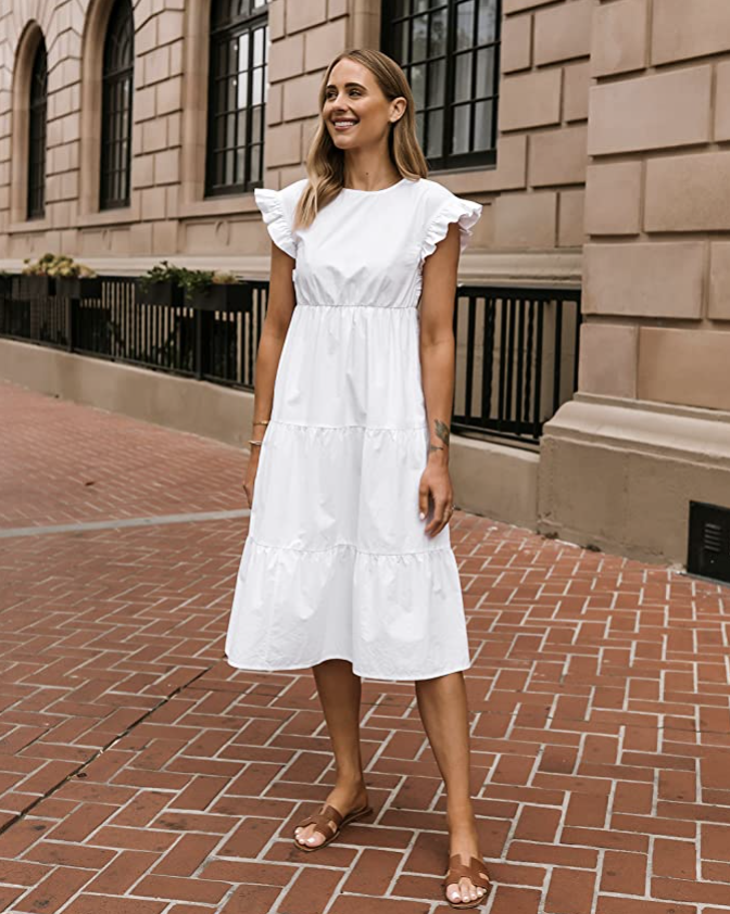 The Drop Women's Bright White Tiered Midi Dress by @fashion_jackson