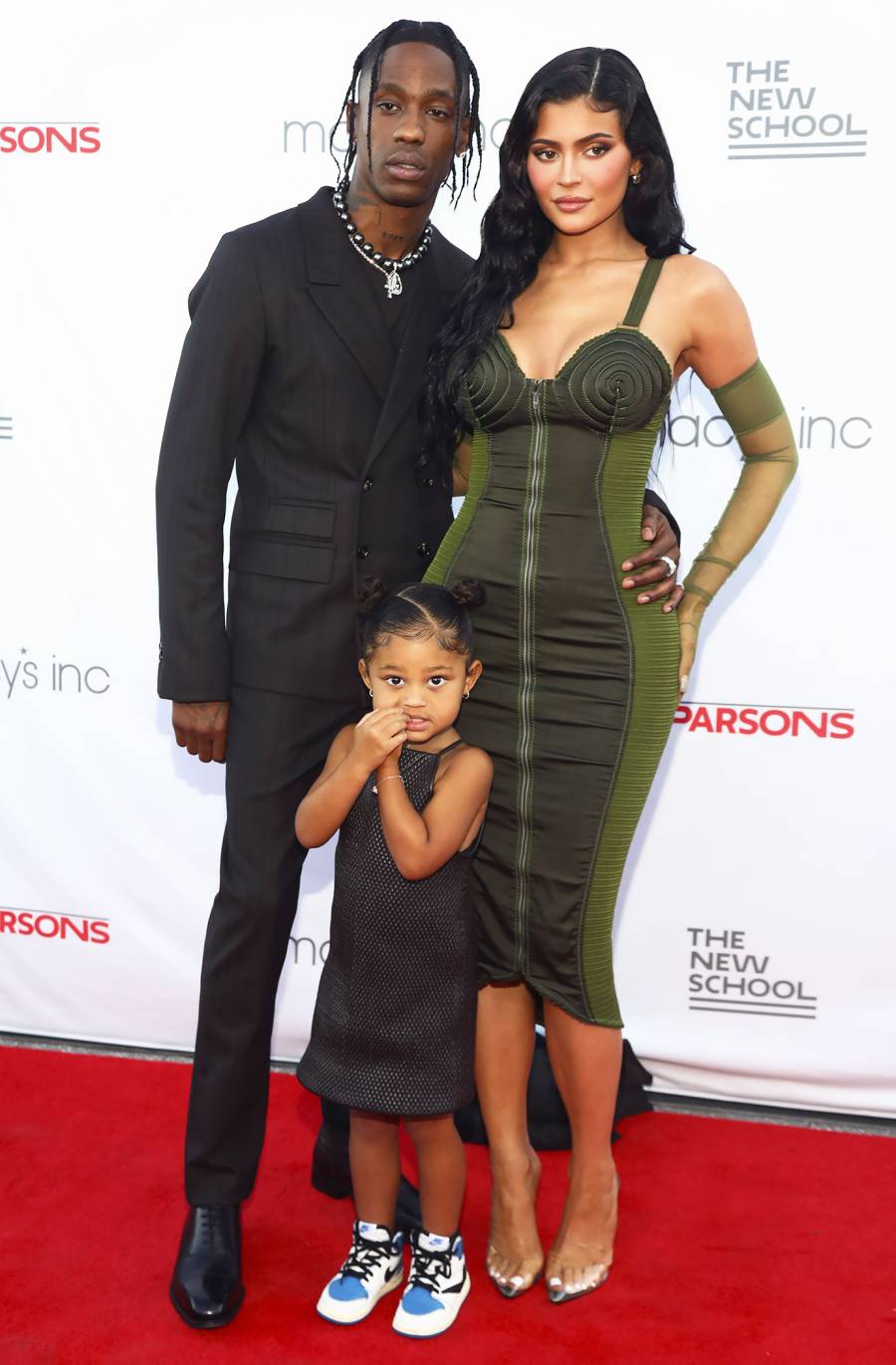 Travis Scott Attends Red Carpet Event With ‘Wifey’ Kylie and Stormi: Pics