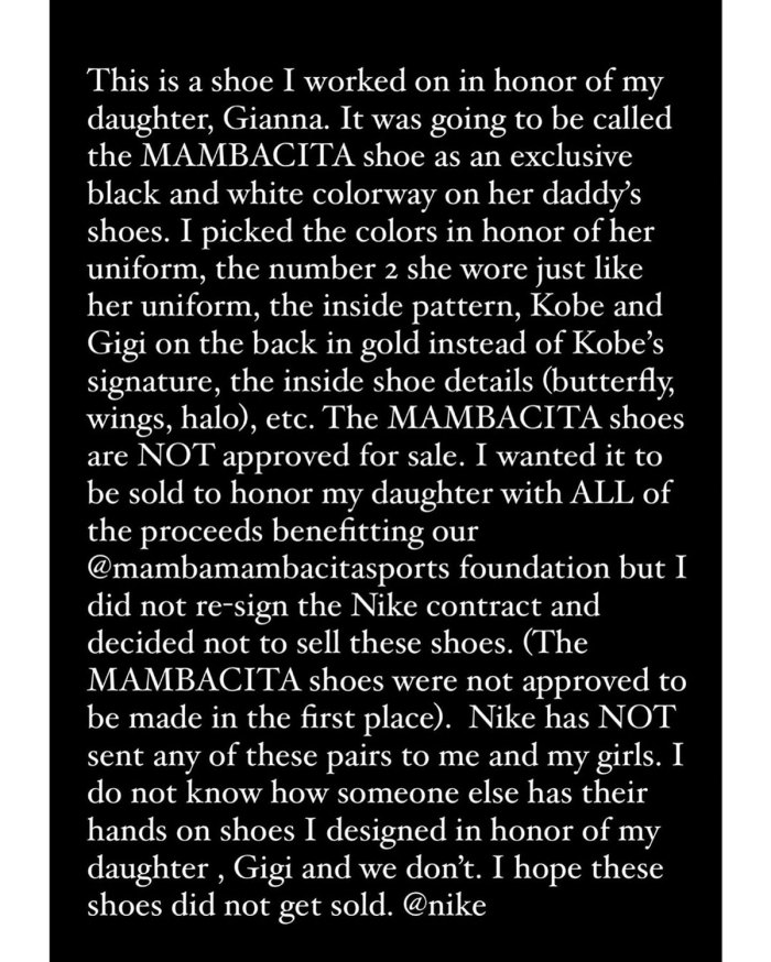 Vanessa Bryant criticizes Nike for releasing an unapproved Mambacita shoe