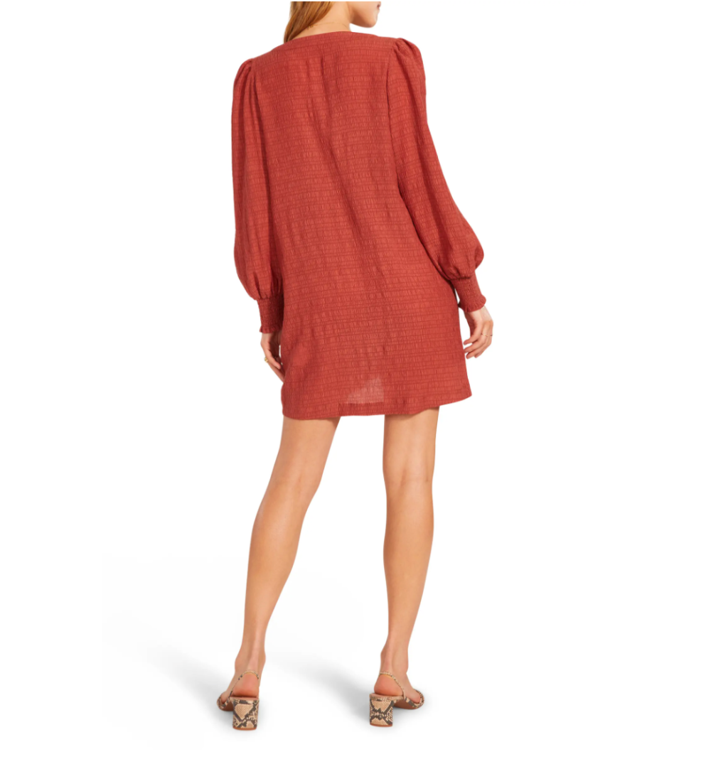 BB Dakota x Steve Madden Ruston Textured Long Sleeve Shift Minidress
