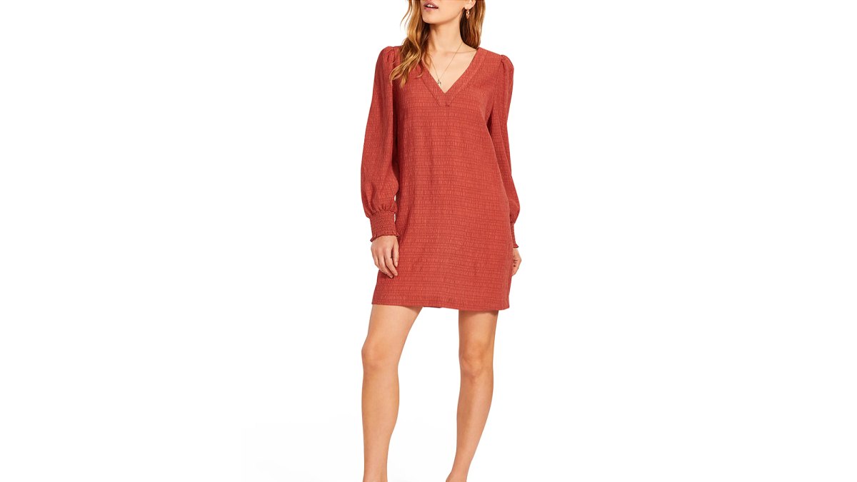 BB Dakota x Steve Madden Ruston Textured Long Sleeve Shift Minidress