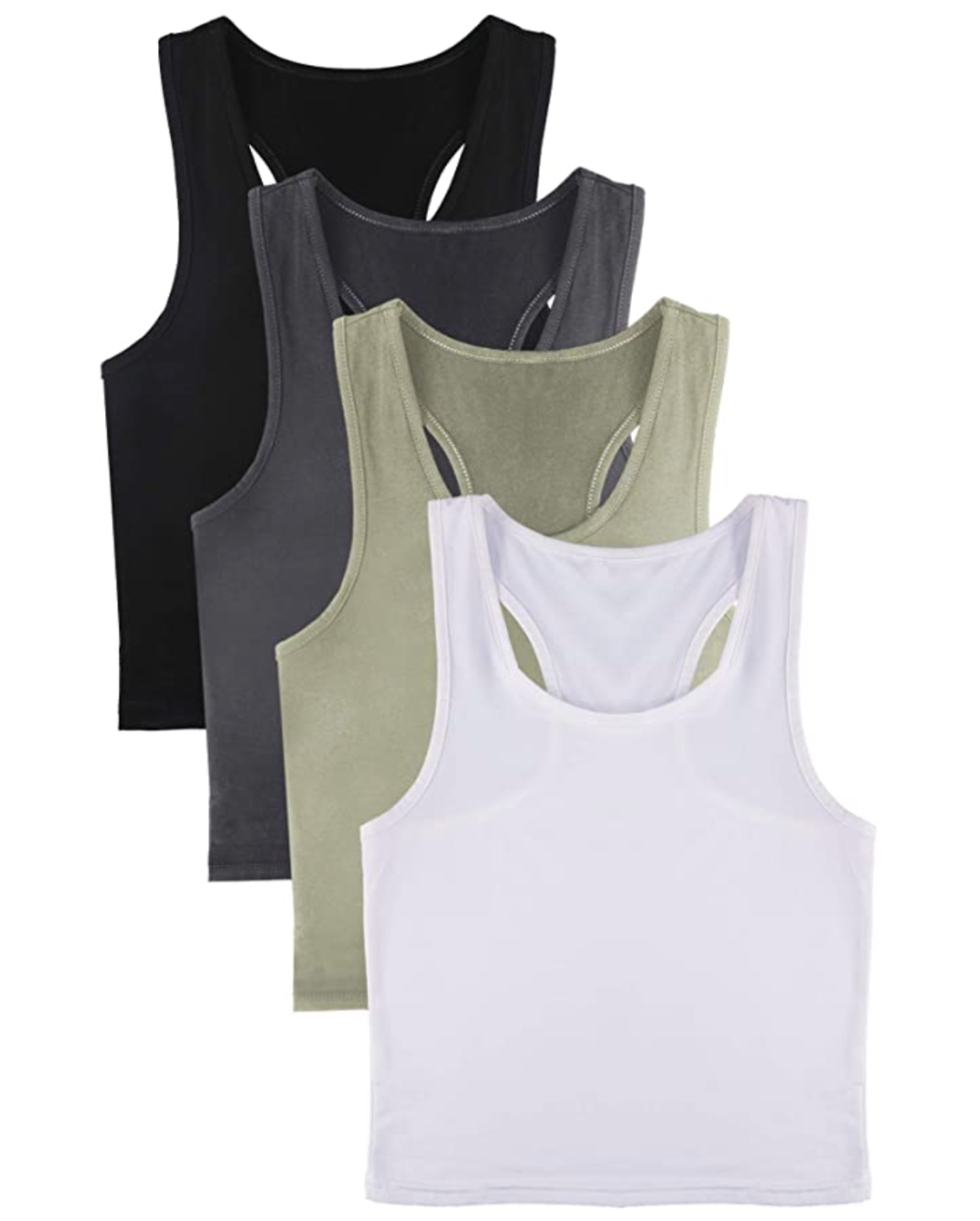 Boao 4 Pieces Basic Crop Racerback Tank Tops