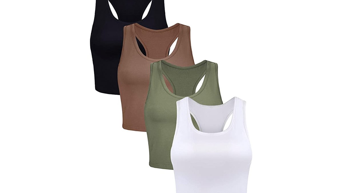 Boao 4 Pieces Basic Crop Racerback Tank Tops