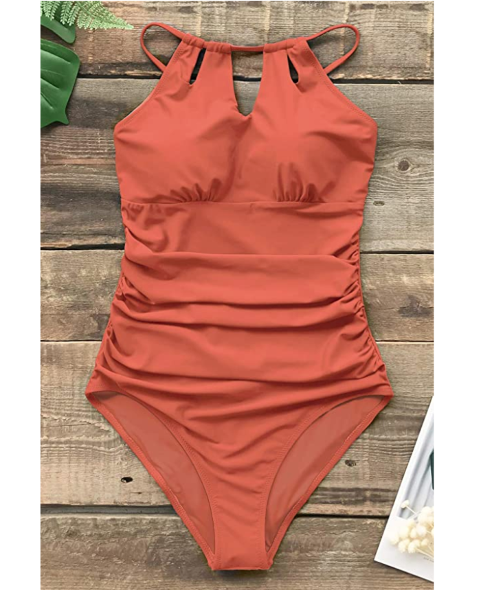 Women's CUPSHE turtleneck one-piece belly control swimwear