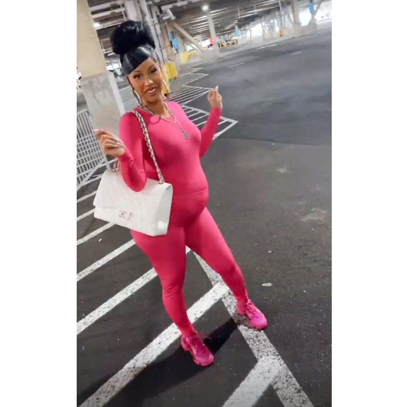 Pretty in Pink Cardi B Baby Bump Album Ahead Her Offset 2nd Child