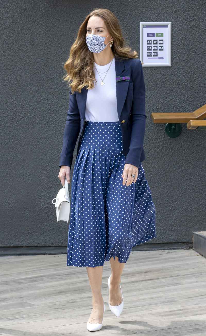 Duchess Kate Looks Preppy Chic Polka Dot Skirt Wimbledon