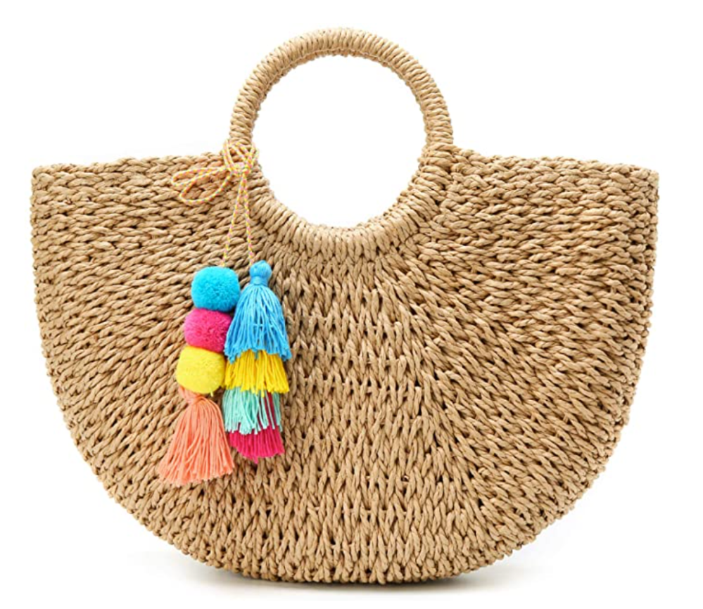 Epsion Womens Large Straw Beach Tote Bag