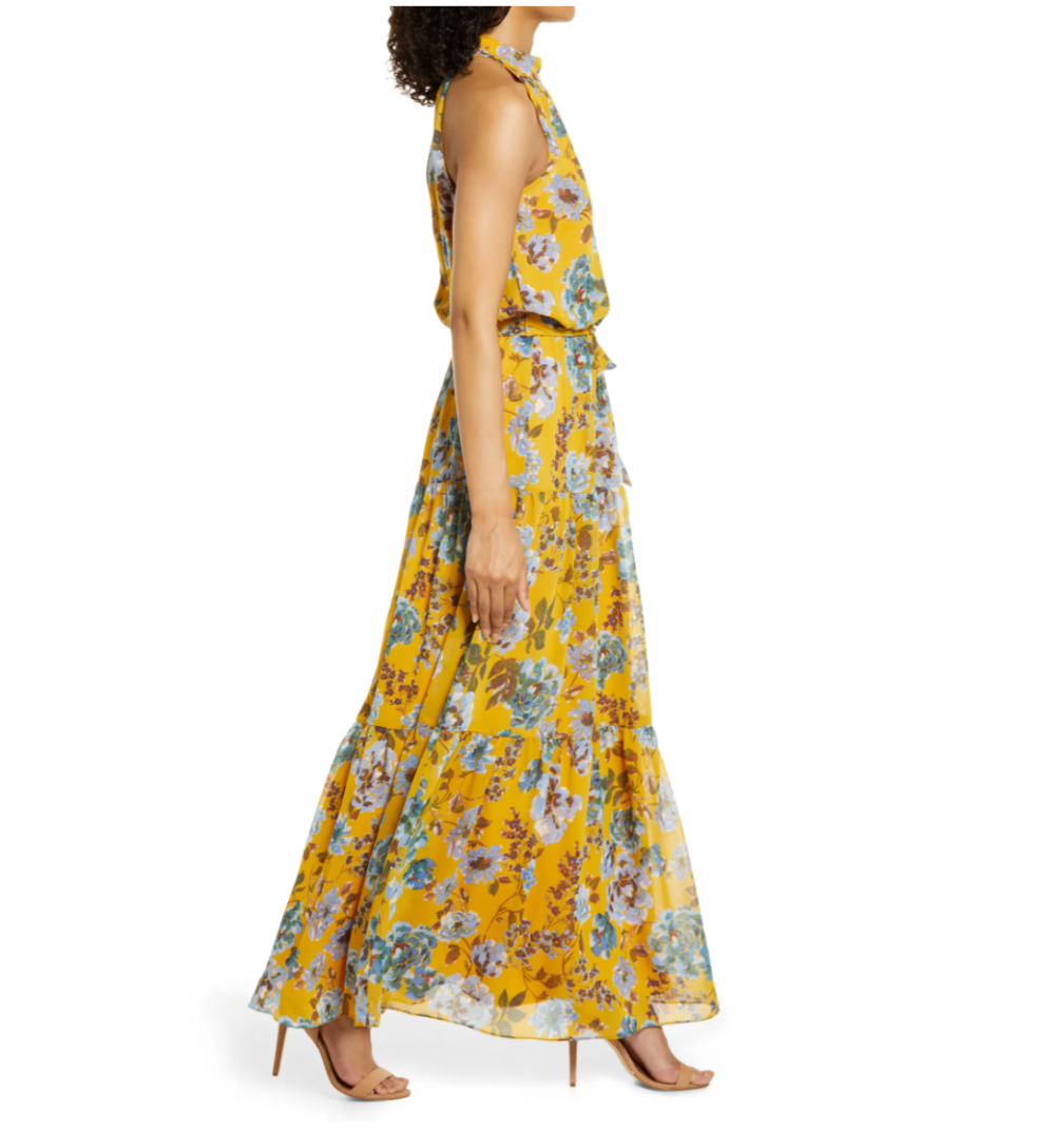 Julia Jordan Floral Halter Neck Maxi Dress