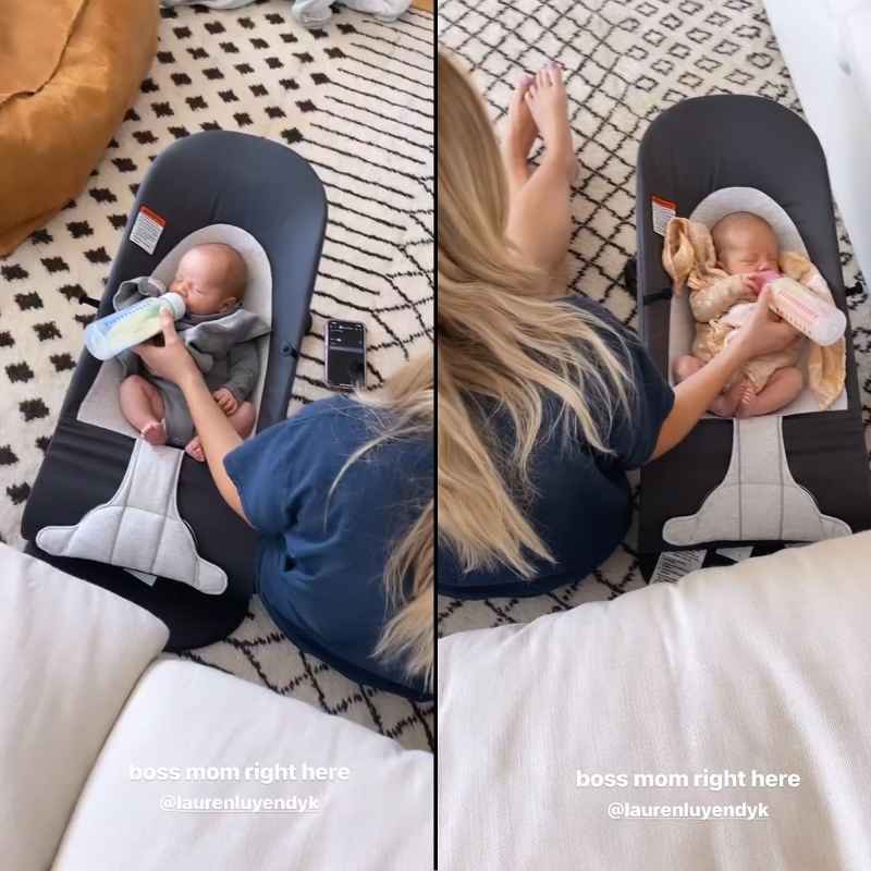 Lauren Burnham Multitasking Boss Mom Feeding Twins