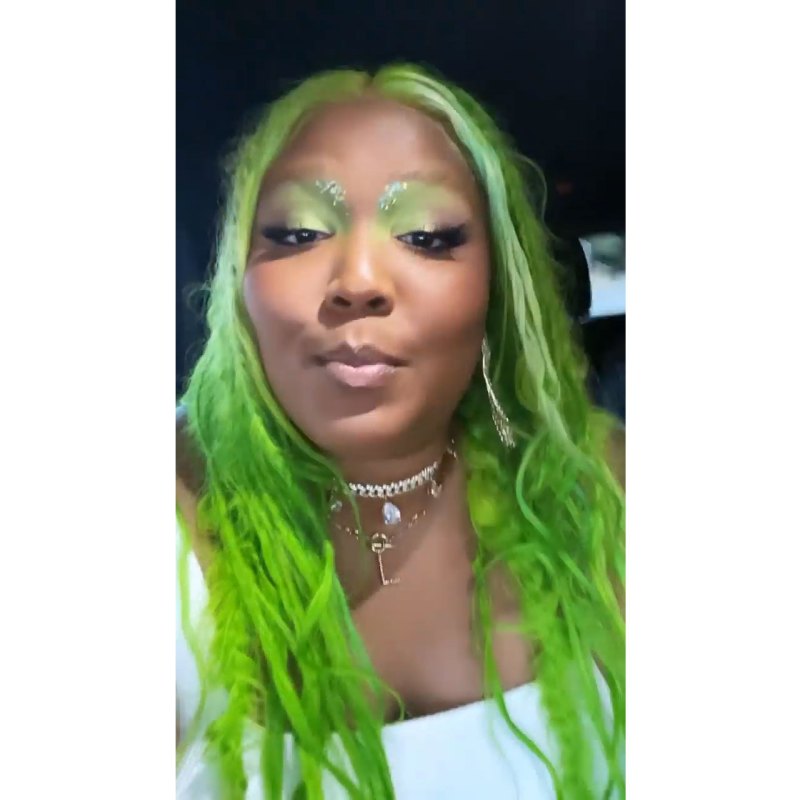 Lizzo Neon Green Hair and Matching Eyeshadow