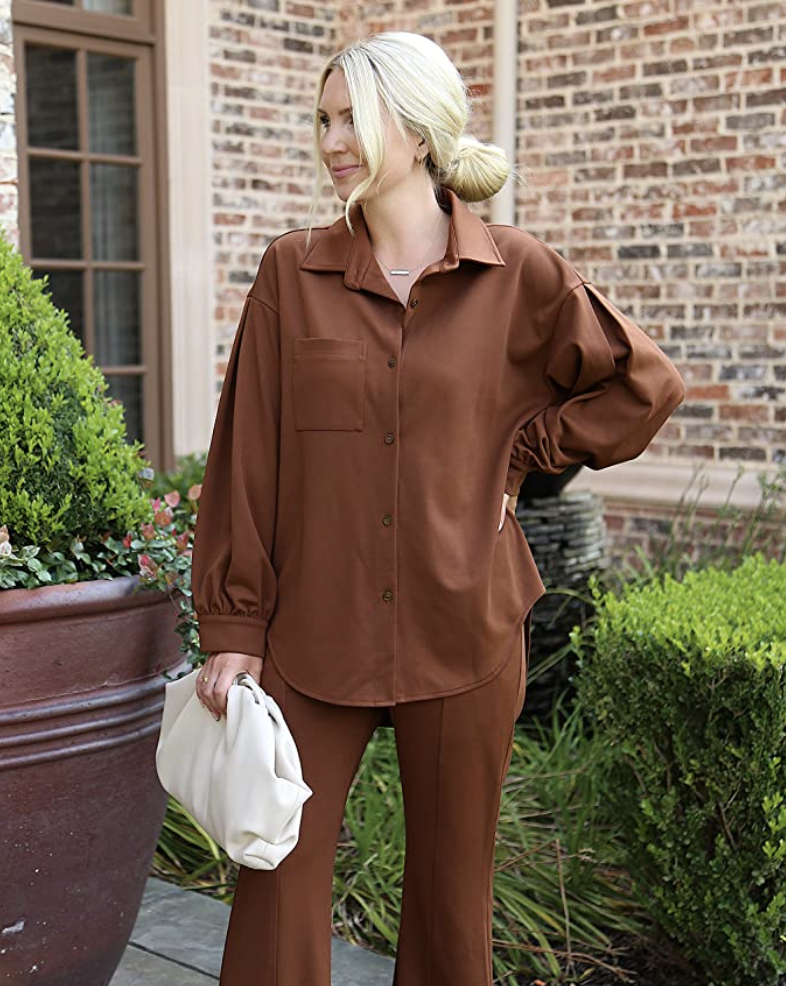 The Drop Women's Chocolate Brown Shirt Jacket by @somewherelately
