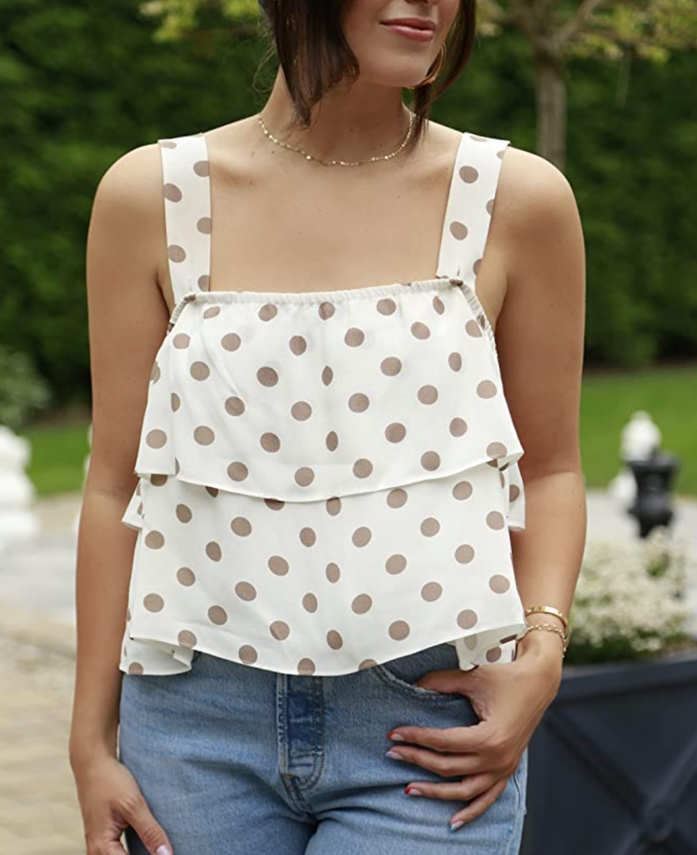 The Drop Women's Ginger Dot Print Cropped Tiered Top by @somewherelately