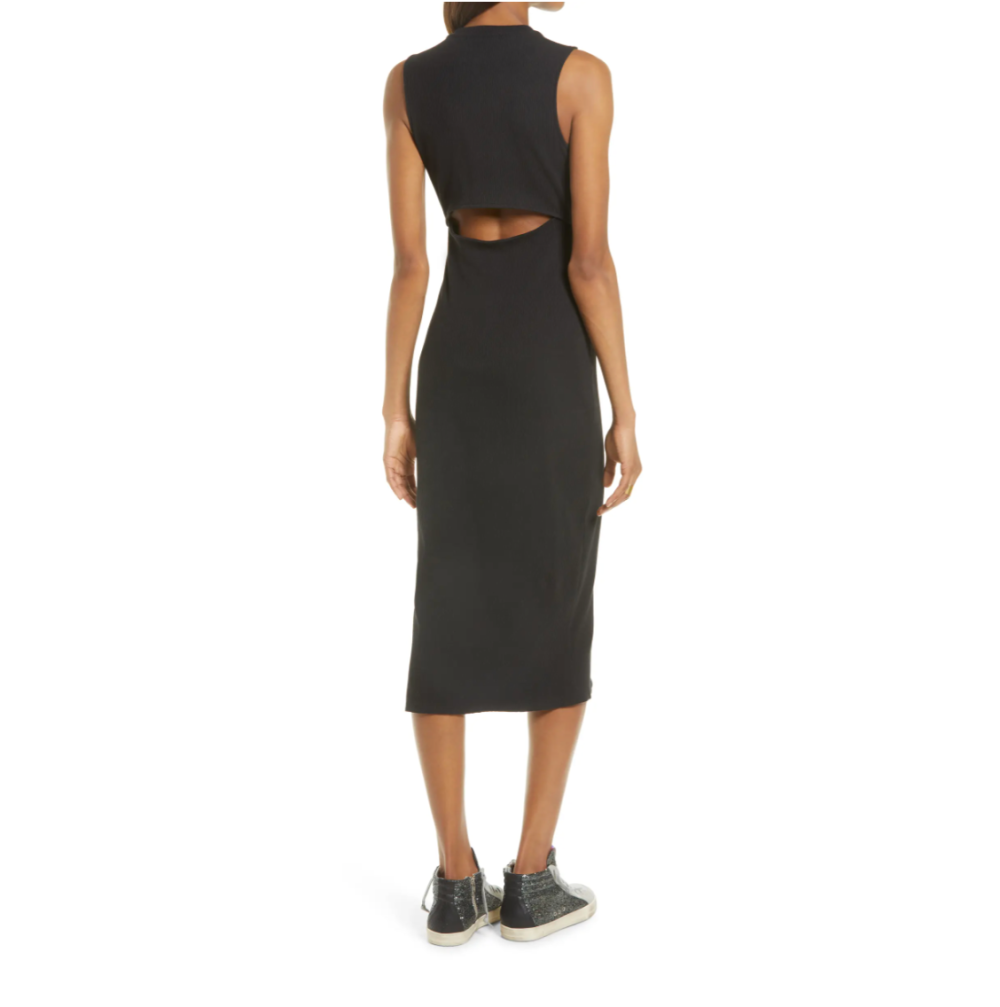 Treasure & Bond Rib Cutout Cotton Stretch Midi Dress